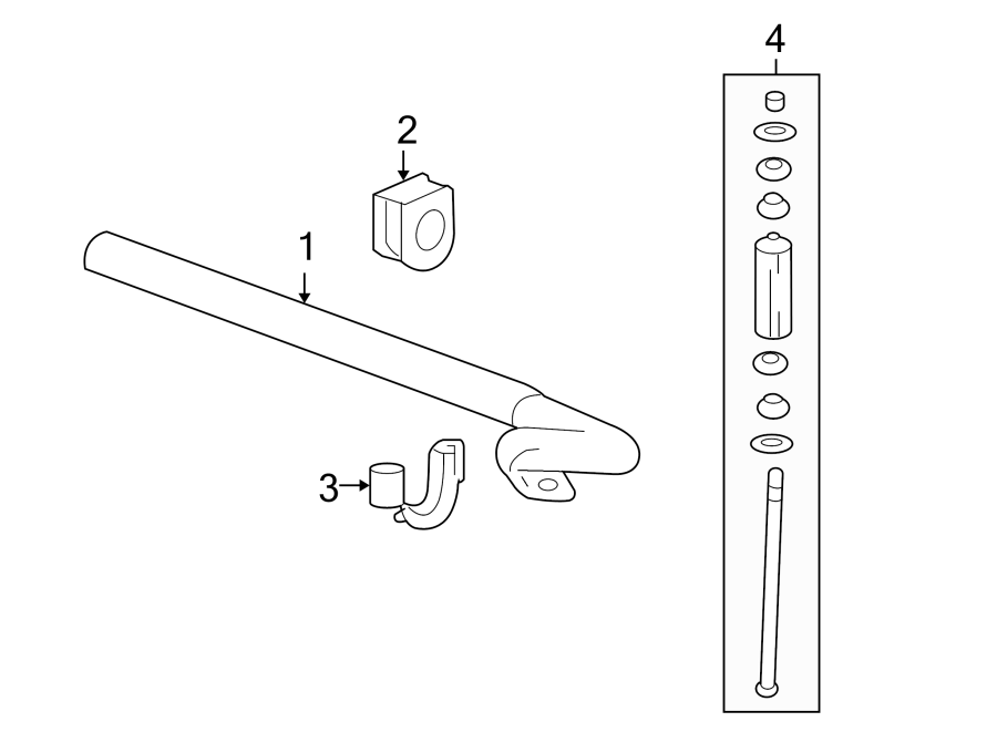 FRONT SUSPENSION. STABILIZER BAR & COMPONENTS.