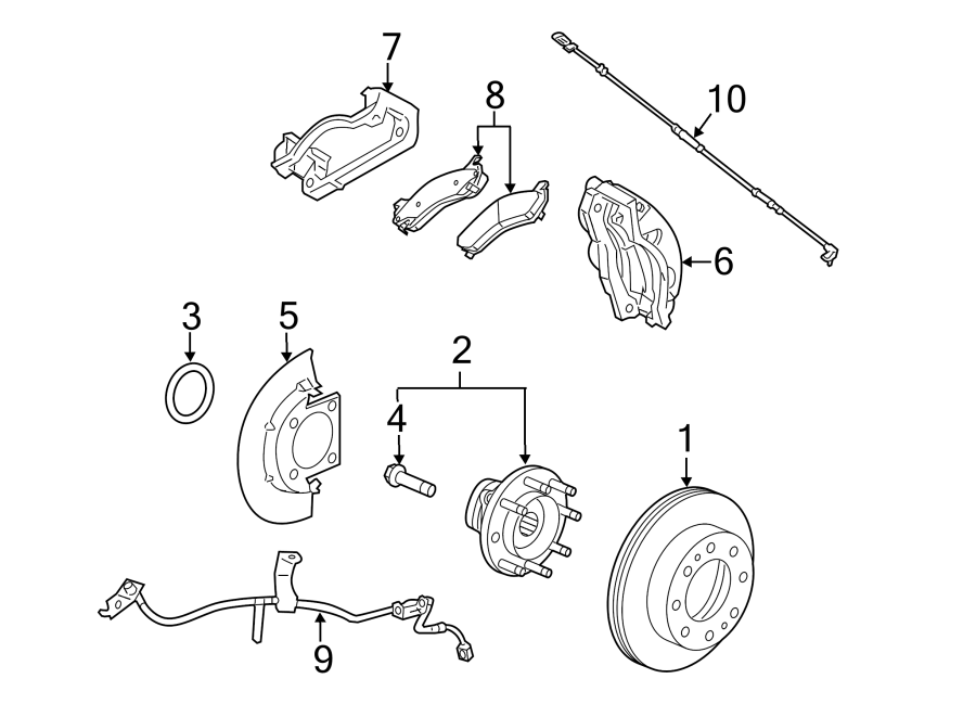 Diagram Front suspension. Brake components. for your 2016 GMC Sierra 2500 HD 6.0L Vortec V8 FLEX A/T RWD SLT Extended Cab Pickup Fleetside 