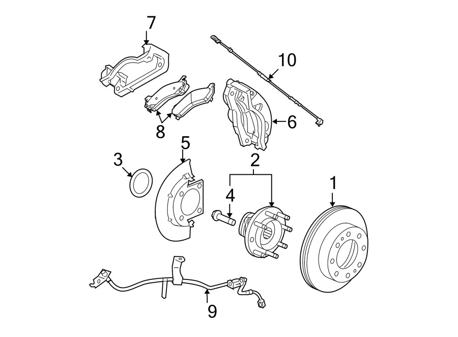 Diagram FRONT SUSPENSION. BRAKE COMPONENTS. for your 2018 GMC Sierra 2500 HD 6.6L Duramax V8 DIESEL A/T RWD SLT Extended Cab Pickup Fleetside 