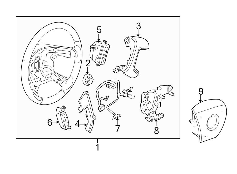 Diagram STEERING WHEEL & TRIM. for your 2023 Buick Envision   