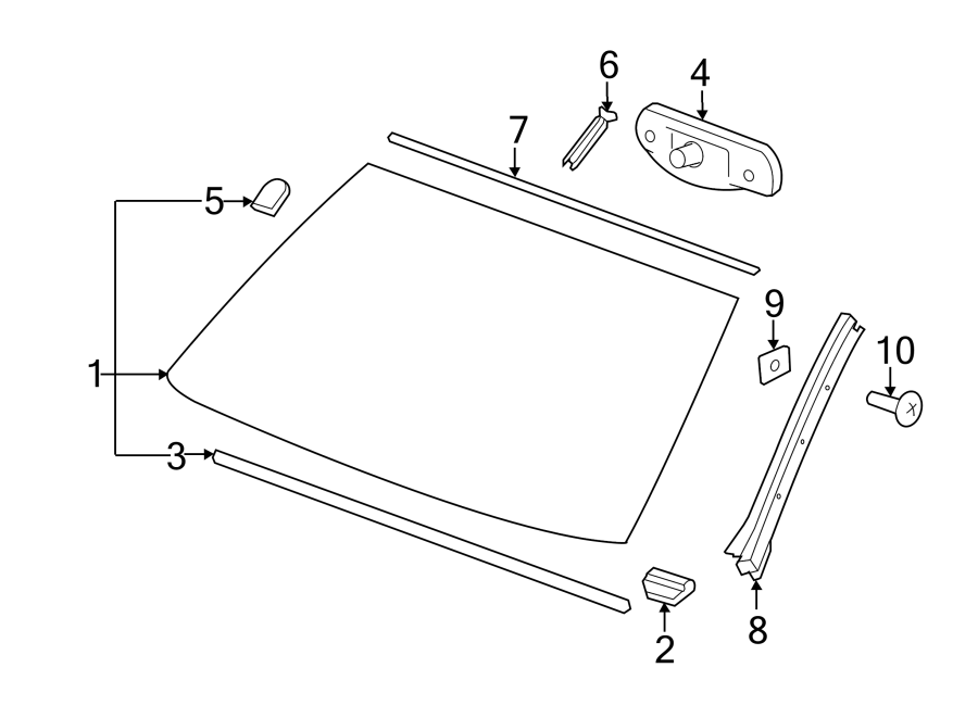 Diagram WINDSHIELD. GLASS. REVEAL MOLDINGS. for your 2004 GMC Envoy XL   