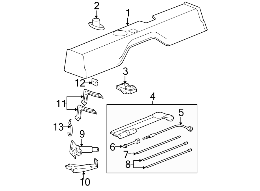 Diagram JACK & COMPONENTS. for your 2007 GMC Sierra 2500 HD 6.6L Duramax V8 DIESEL A/T RWD SLE Crew Cab Pickup Fleetside 