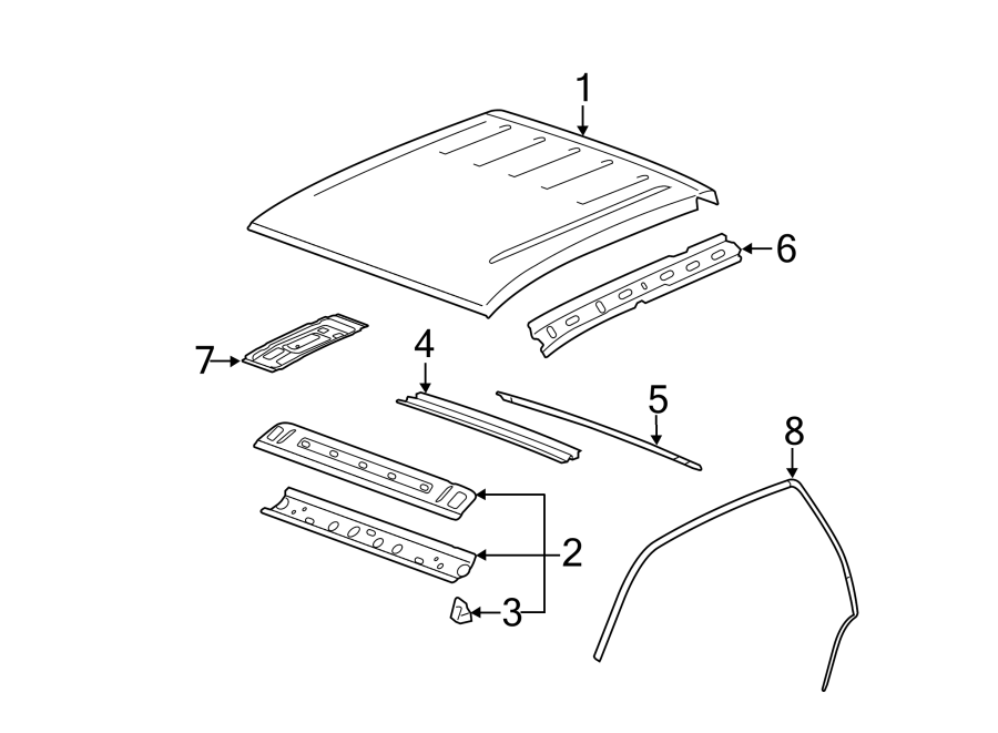 Diagram ROOF & COMPONENTS. for your 2018 Chevrolet Silverado   