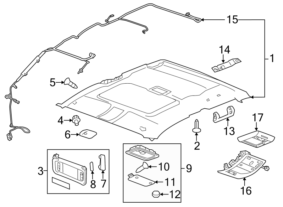 Diagram INTERIOR TRIM. for your 2013 Chevrolet Silverado 3500 HD LT Crew Cab Pickup Fleetside 6.0L Vortec V8 A/T RWD 