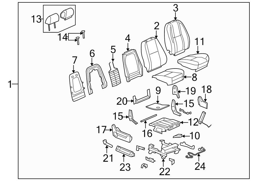 Diagram SEATS & TRACKS. FRONT SEAT COMPONENTS. for your 1989 Buick Century   