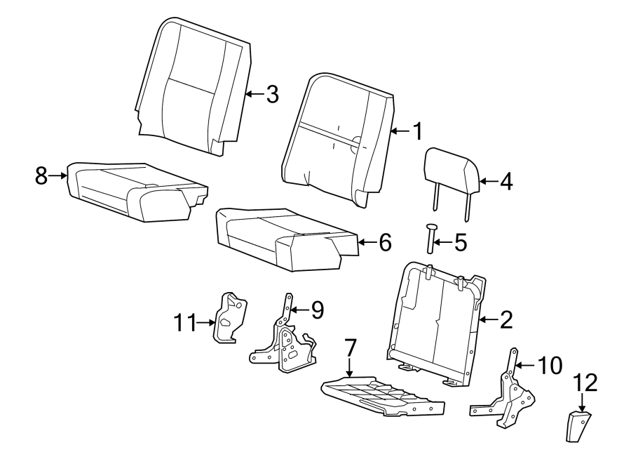 SEATS & TRACKS. REAR SEAT COMPONENTS. Diagram