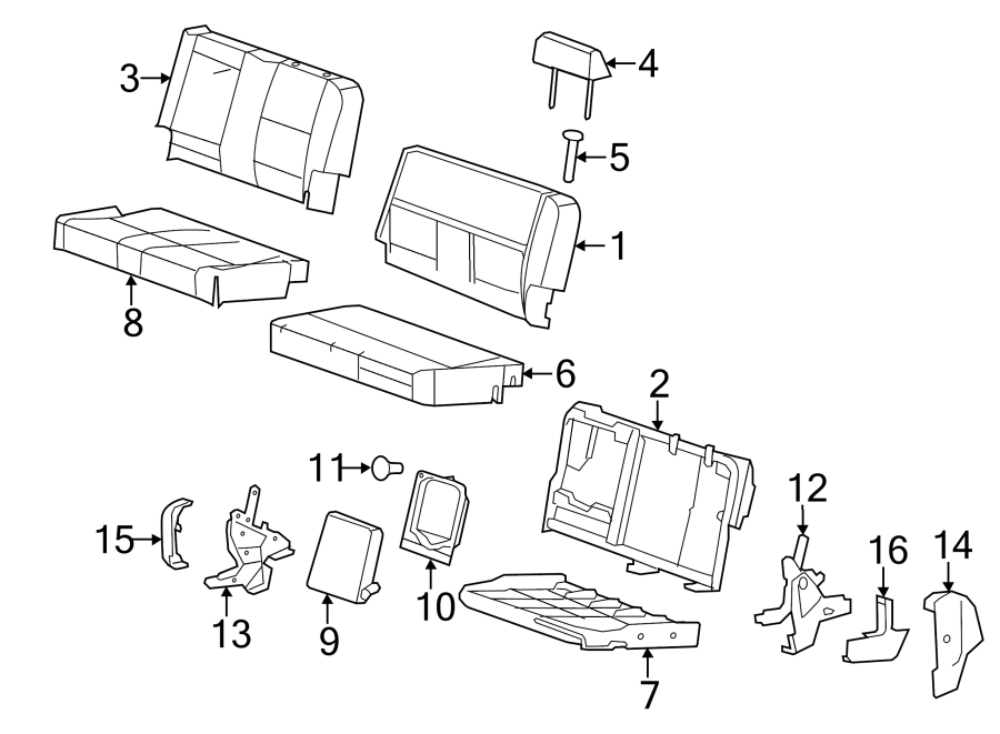 Diagram SEATS & TRACKS. REAR SEAT COMPONENTS. for your 2018 GMC Yukon XL   