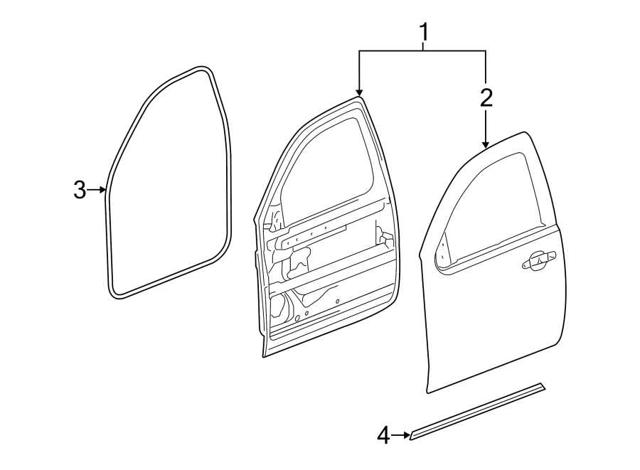 Diagram Front door. Door & components. for your 2013 Chevrolet Silverado 2500 HD LT Crew Cab Pickup Fleetside 6.0L Vortec V8 FLEX A/T 4WD 