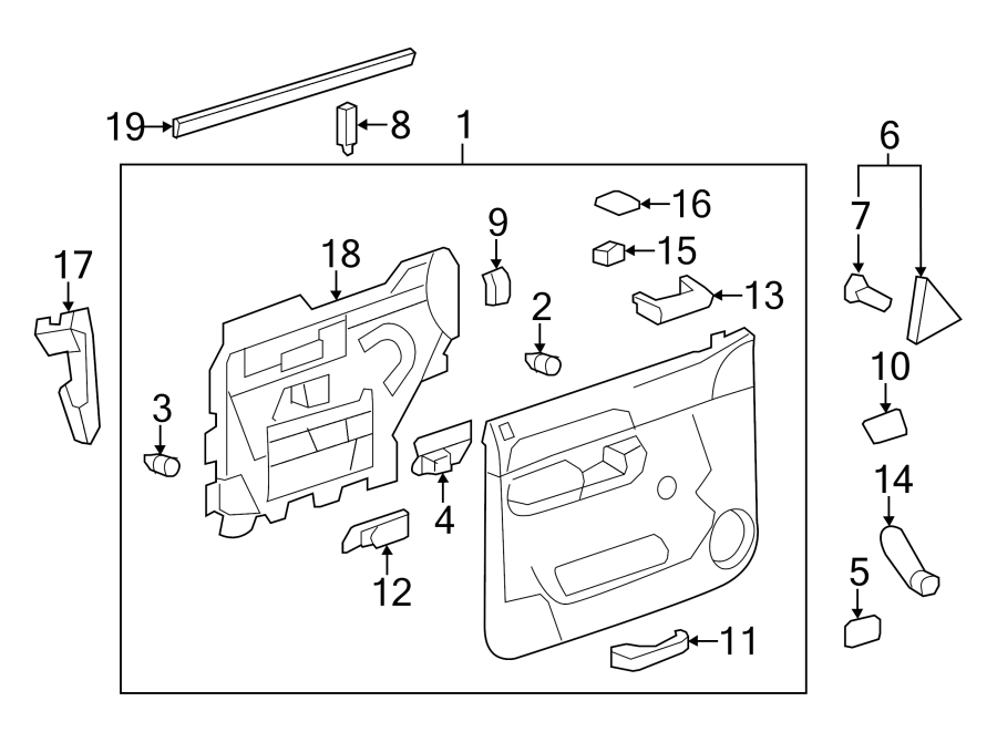 Diagram FRONT DOOR. INTERIOR TRIM. for your 2014 GMC Sierra 2500 HD  WT Crew Cab Pickup 