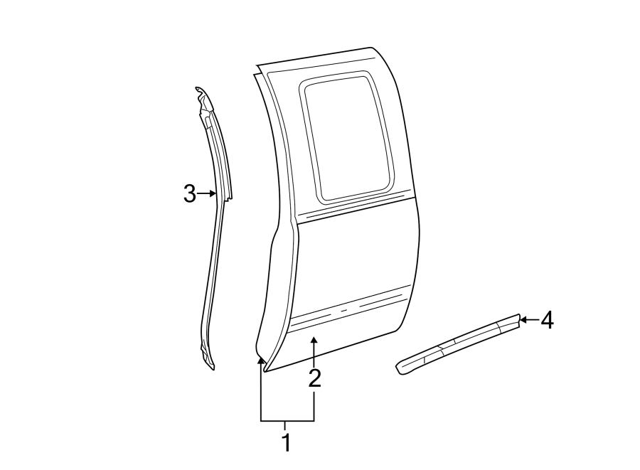 Diagram REAR DOOR. DOOR & COMPONENTS. for your 2021 Buick Enclave    