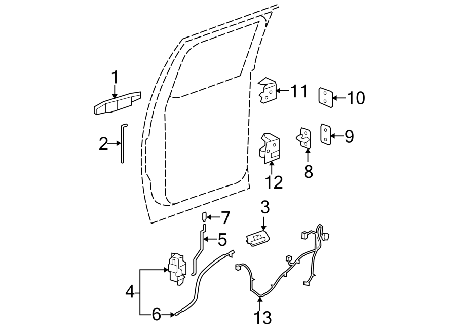 Diagram REAR DOOR. LOCK & HARDWARE. for your 2023 Cadillac XT4   