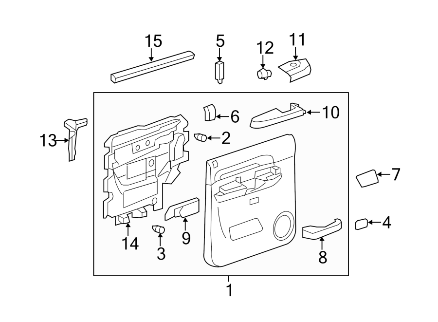 Diagram REAR DOOR. INTERIOR TRIM. for your 2010 Chevrolet Silverado 2500 HD WT Crew Cab Pickup 6.6L Duramax V8 DIESEL A/T 4WD 