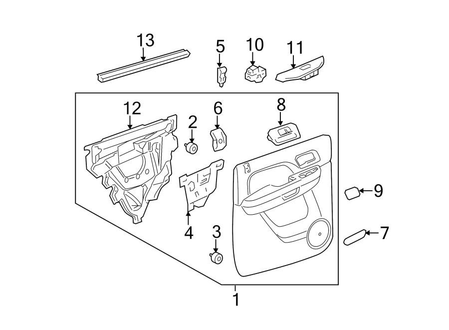 Diagram REAR DOOR. INTERIOR TRIM. for your 2013 Chevrolet Spark 1.2L Ecotec A/T LT Hatchback 