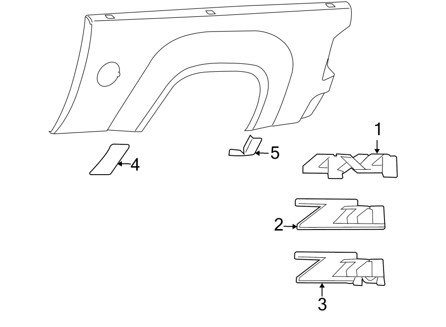 Diagram PICK UP BOX. EXTERIOR TRIM. for your 2013 Chevrolet Silverado 2500 HD WT Extended Cab Pickup Fleetside 6.0L Vortec V8 A/T 4WD 