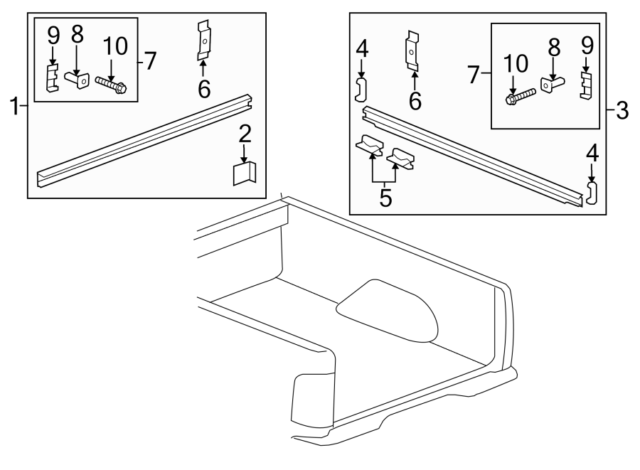 Diagram PICK UP BOX. BOX RAILS. for your Oldsmobile