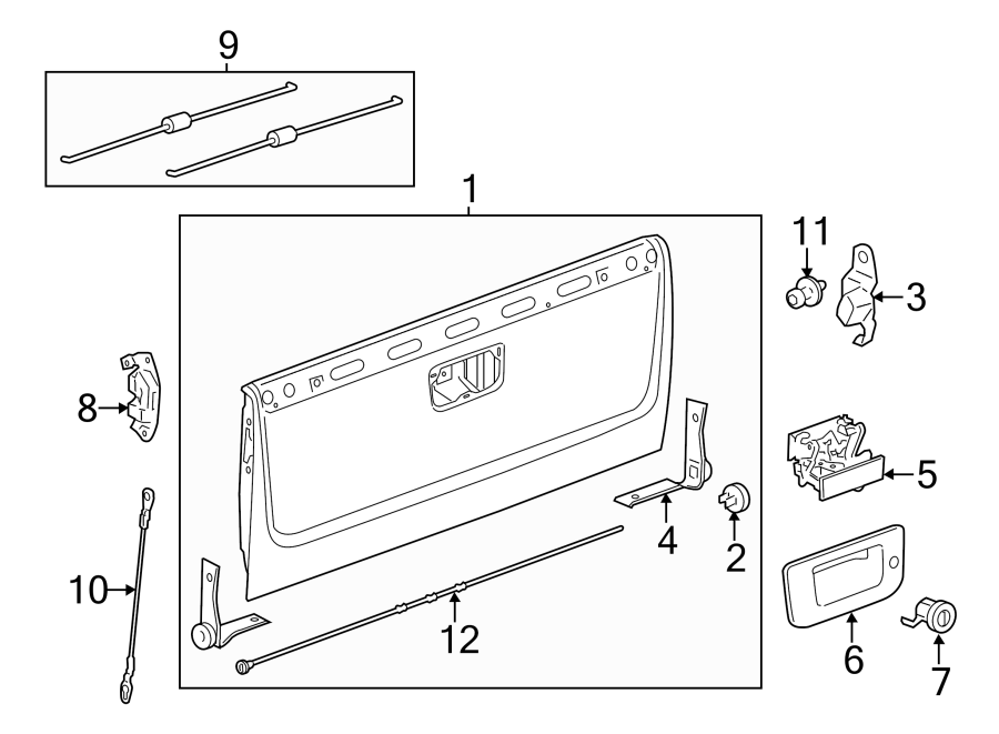 Diagram PICK UP BOX. for your 2007 Chevrolet Silverado 1500 LTZ Crew Cab Pickup Fleetside 6.0L Vortec V8 A/T RWD 