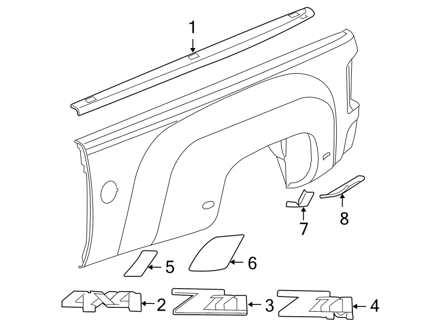 Diagram PICK UP BOX. EXTERIOR TRIM. for your 2013 Chevrolet Express 3500   