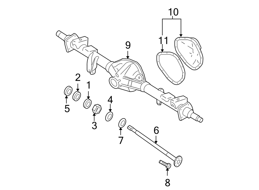 Diagram REAR SUSPENSION. AXLE HOUSING. for your 2011 GMC Sierra 2500 HD 6.0L Vortec V8 FLEX A/T 4WD SLT Extended Cab Pickup Fleetside 