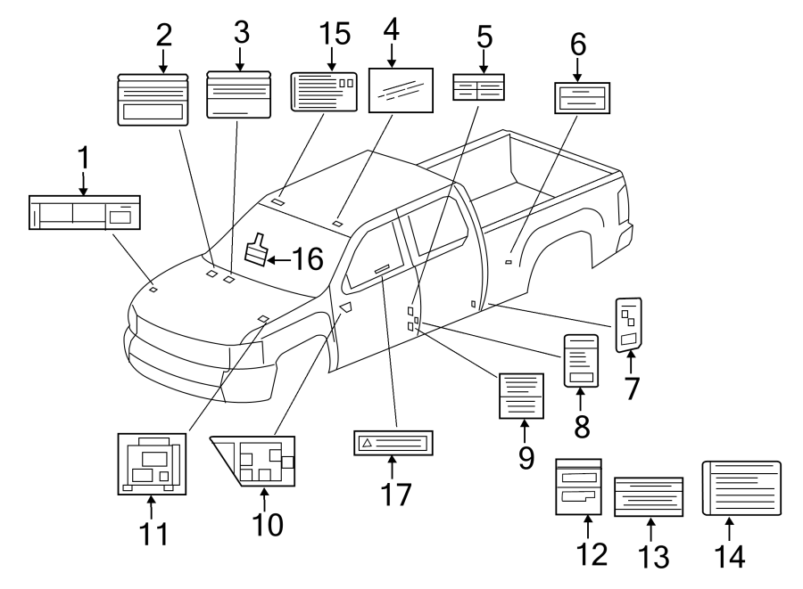 Diagram INFORMATION LABELS. for your Chevrolet Silverado  