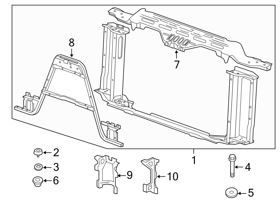 Diagram RADIATOR SUPPORT. for your 2020 GMC Yukon   