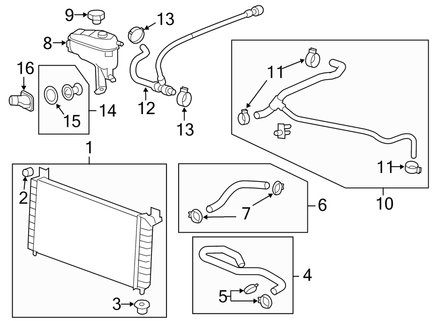 Diagram RADIATOR & COMPONENTS. for your 2013 Chevrolet Silverado 3500 HD LT Cab & Chassis Fleetside  