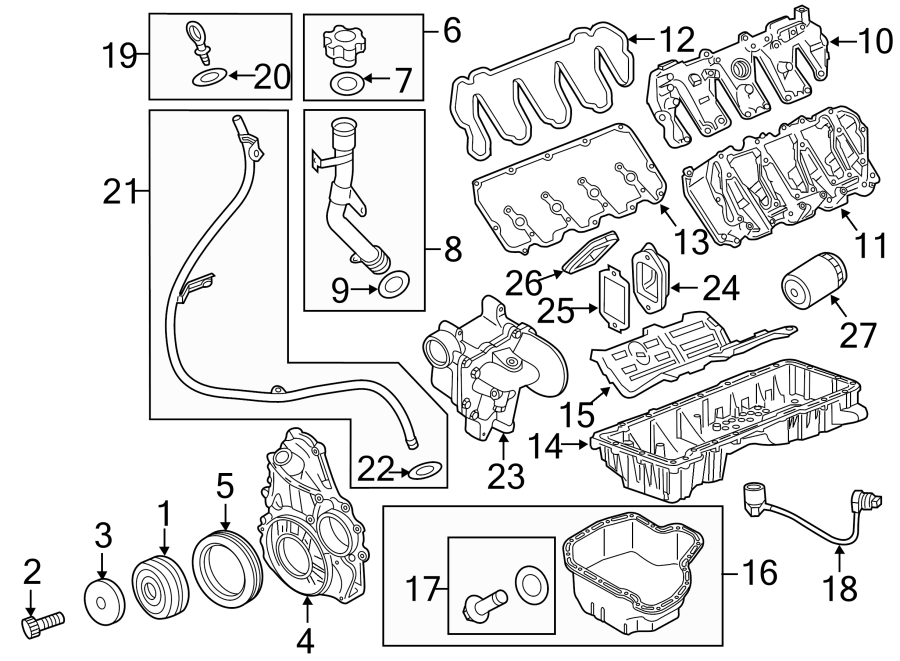 Diagram ENGINE PARTS. for your Chevrolet