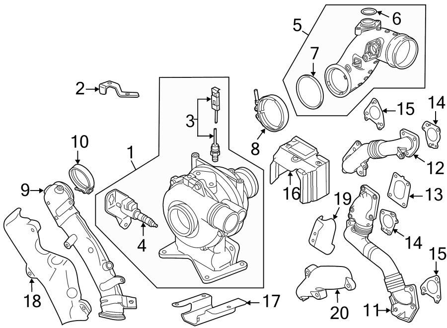 Diagram TURBOCHARGER & COMPONENTS. for your 2011 GMC Sierra 2500 HD WT Crew Cab Pickup Fleetside  