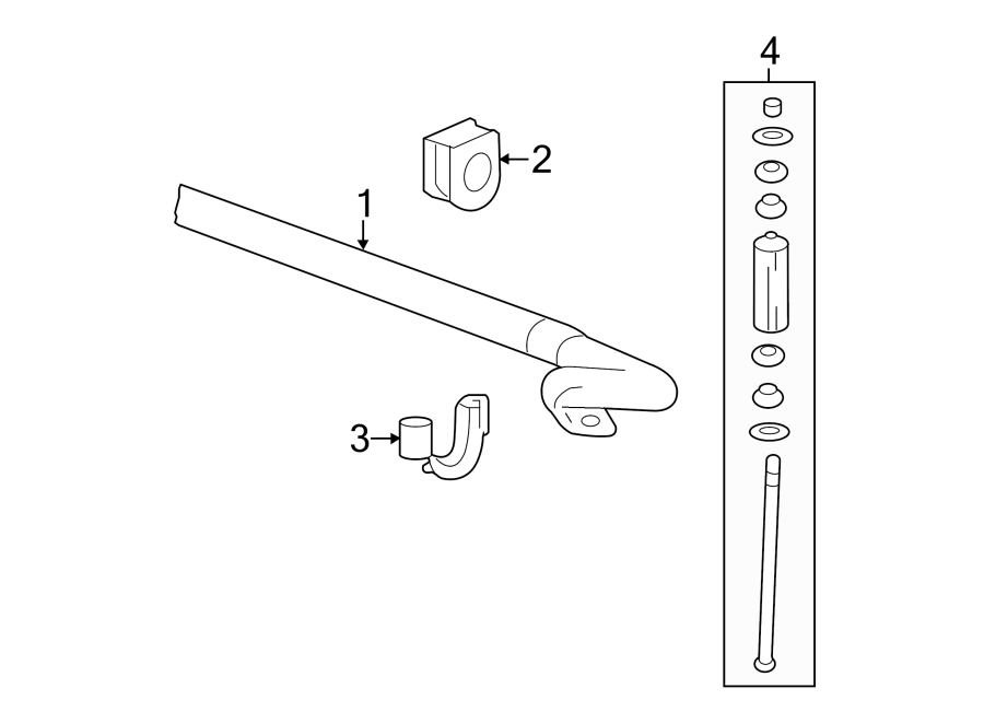 FRONT SUSPENSION. STABILIZER BAR & COMPONENTS.