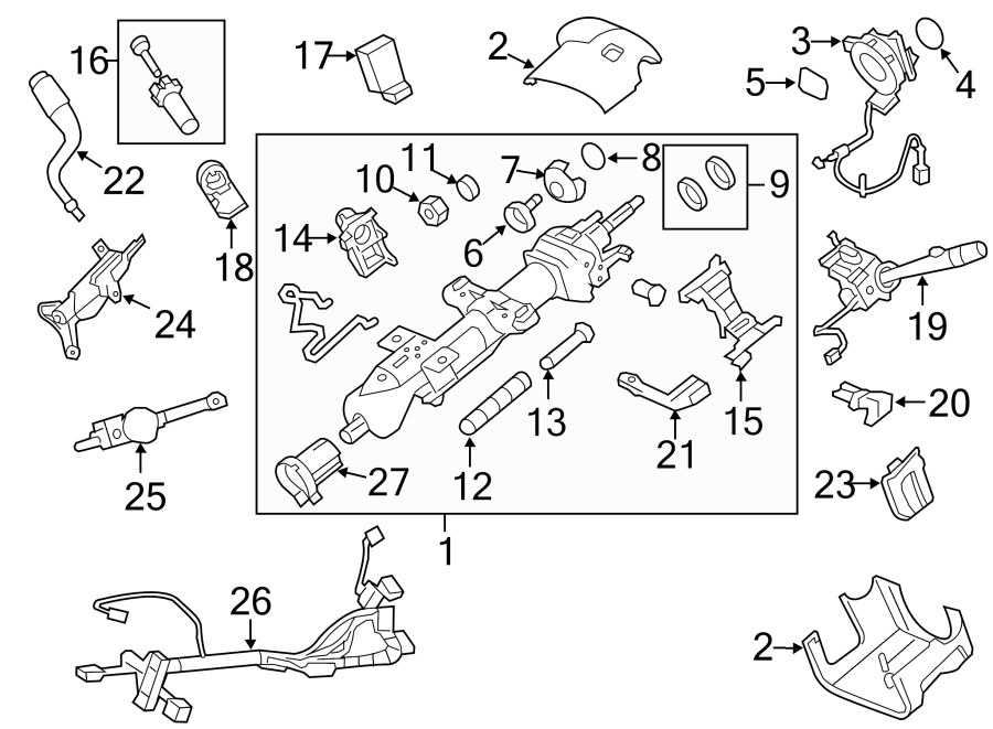 SHROUD. STEERING COLUMN ASSEMBLY. SWITCHES & LEVERS.