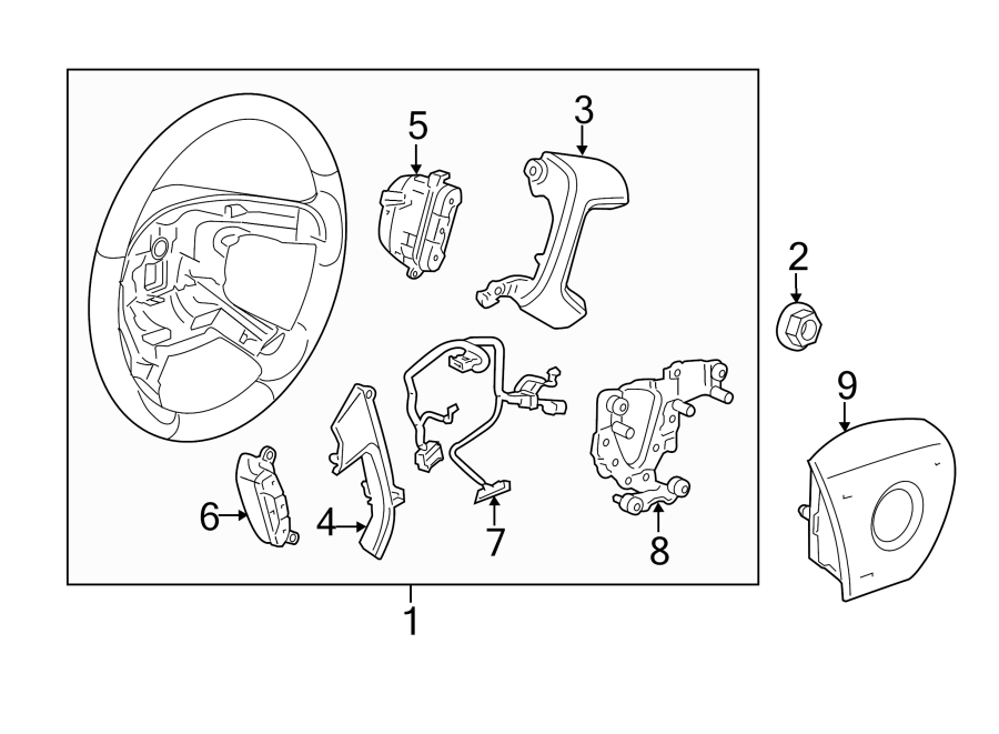 Diagram STEERING WHEEL & TRIM. for your 2023 Buick Envision   