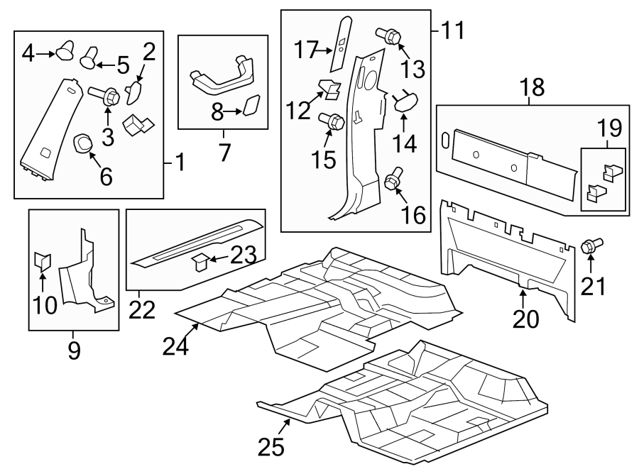 Diagram INTERIOR TRIM. for your 2005 Chevrolet Silverado 3500 LS Crew Cab Pickup Fleetside  