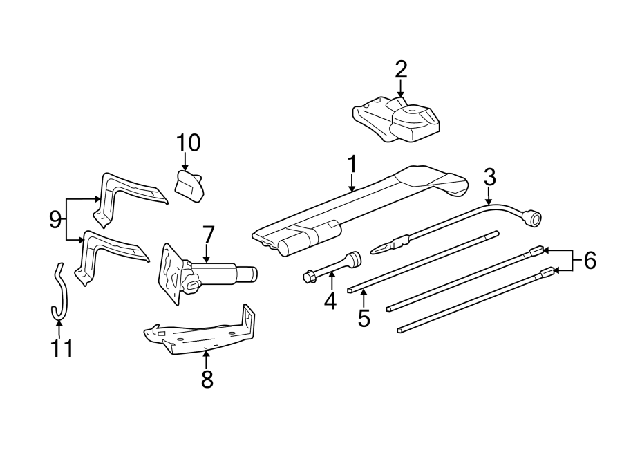 Diagram JACK & COMPONENTS. for your 2007 GMC Sierra 2500 HD 6.6L Duramax V8 DIESEL A/T RWD SLE Crew Cab Pickup Fleetside 