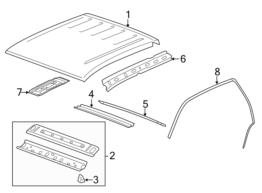 Diagram ROOF & COMPONENTS. for your 2021 Chevrolet Silverado   