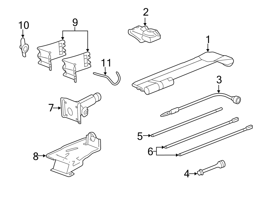 Diagram JACK & COMPONENTS. for your 2007 GMC Sierra 2500 HD 6.6L Duramax V8 DIESEL A/T RWD SLE Crew Cab Pickup Fleetside 