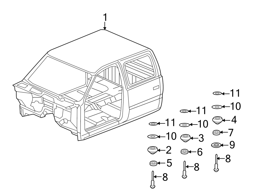 Diagram CAB ASSEMBLY. for your 2005 GMC Yukon XL 2500   