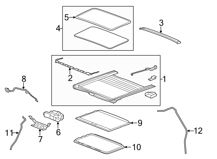 Diagram SUNROOF. for your 2014 GMC Sierra 2500 HD 6.0L Vortec V8 FLEX A/T 4WD SLT Crew Cab Pickup Fleetside 