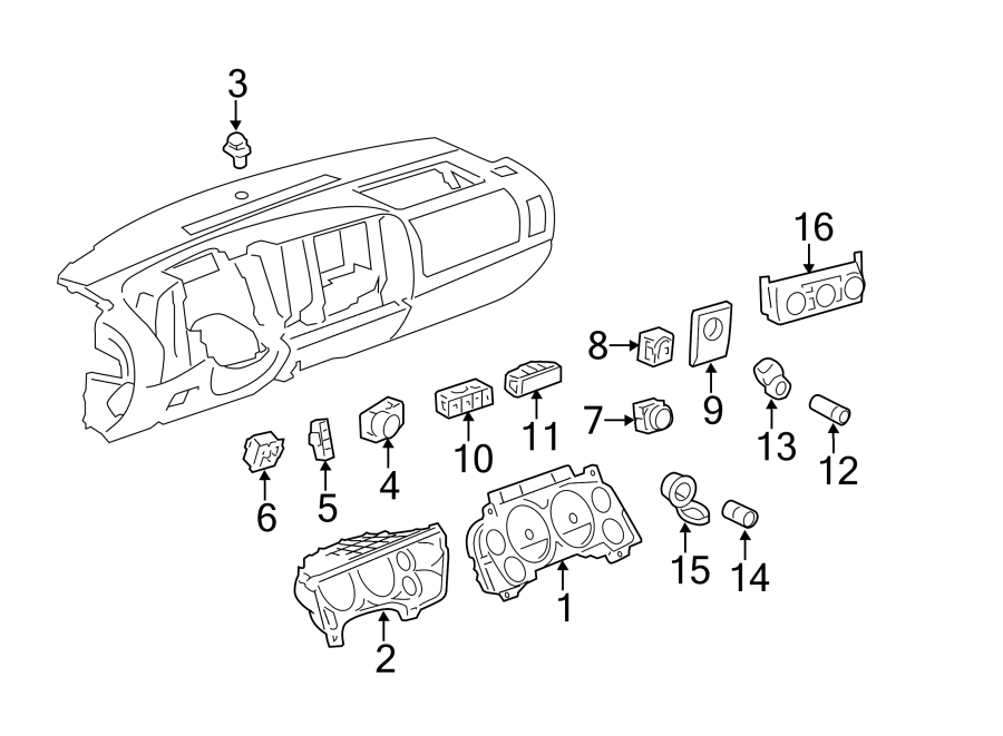 Diagram INSTRUMENT PANEL. CLUSTER & SWITCHES. for your 2020 Chevrolet Spark   