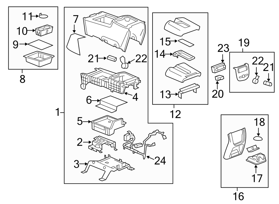 Diagram CENTER CONSOLE. for your 2017 Chevrolet Camaro  SS Convertible 