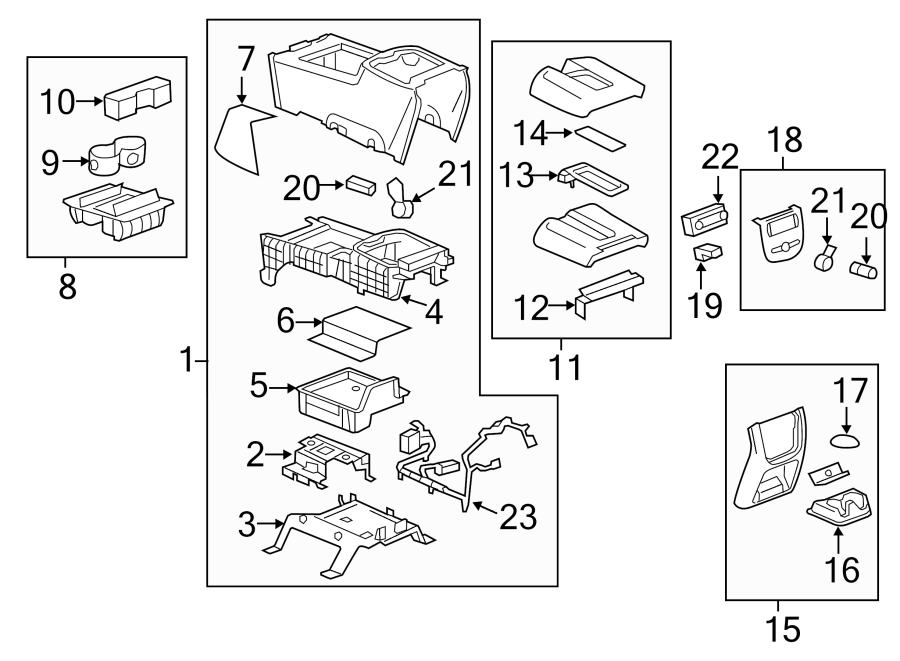 Diagram CENTER CONSOLE. for your 2018 Chevrolet Spark   