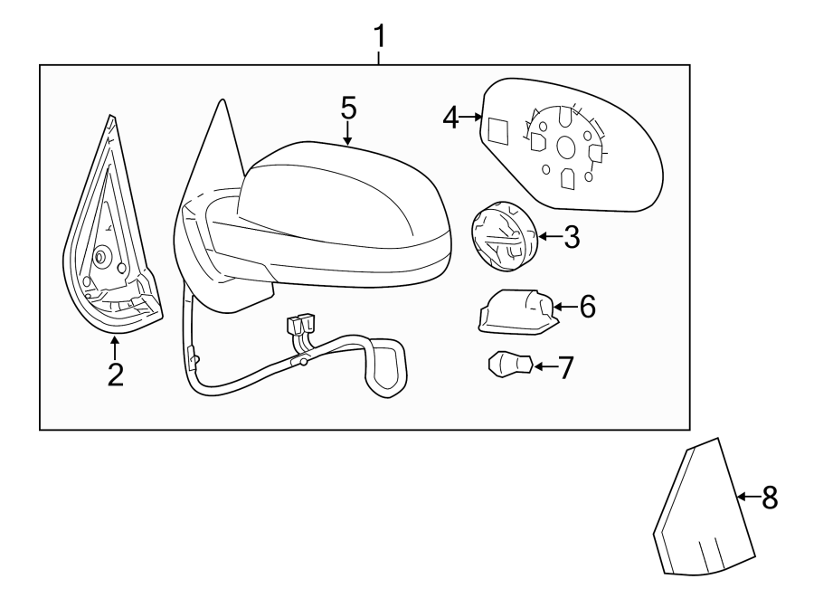 Diagram FRONT DOOR. OUTSIDE MIRRORS. for your 1986 Buick Century   