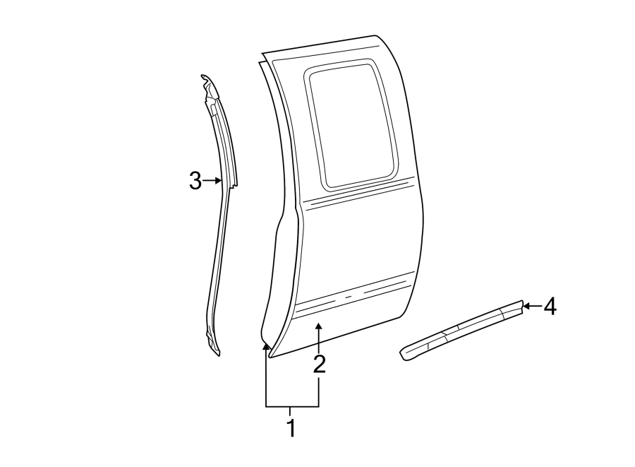 Diagram REAR DOOR. DOOR & COMPONENTS. for your 2005 Chevrolet Suburban 1500   