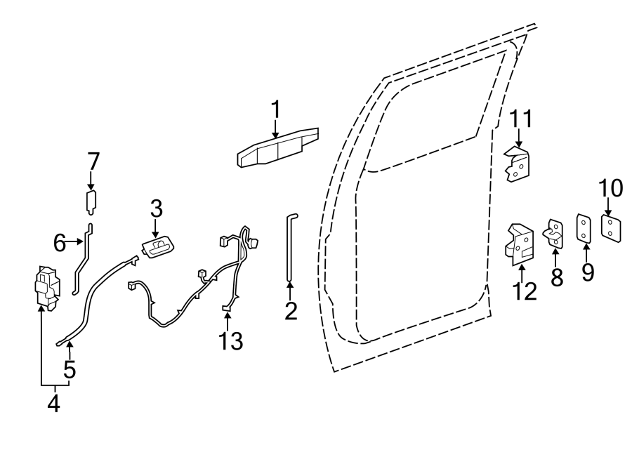 Diagram REAR DOOR. LOCK & HARDWARE. for your 2023 Cadillac XT4   