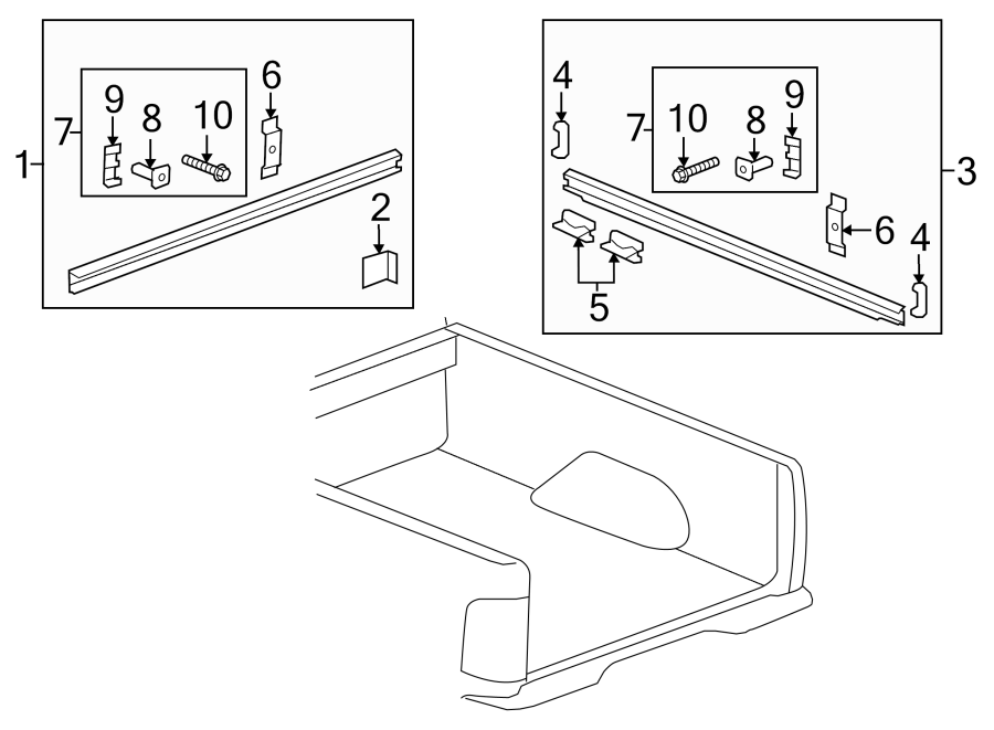 Diagram PICK UP BOX. BOX RAILS. for your 2013 Chevrolet