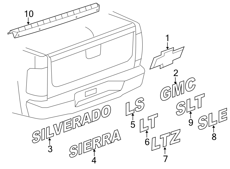 Diagram PICK UP BOX. EXTERIOR TRIM. for your 2014 GMC Sierra 2500 HD 6.0L Vortec V8 CNG A/T RWD WT Crew Cab Pickup 