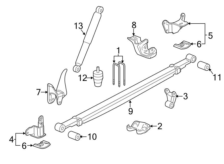 Diagram REAR SUSPENSION. SUSPENSION COMPONENTS. for your 2021 GMC Sierra 2500 HD 6.6L Duramax V8 DIESEL A/T RWD SLT Crew Cab Pickup 