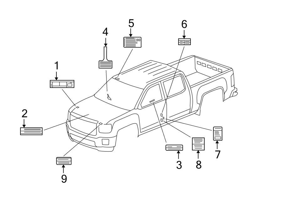 Diagram INFORMATION LABELS. for your Chevrolet Silverado  