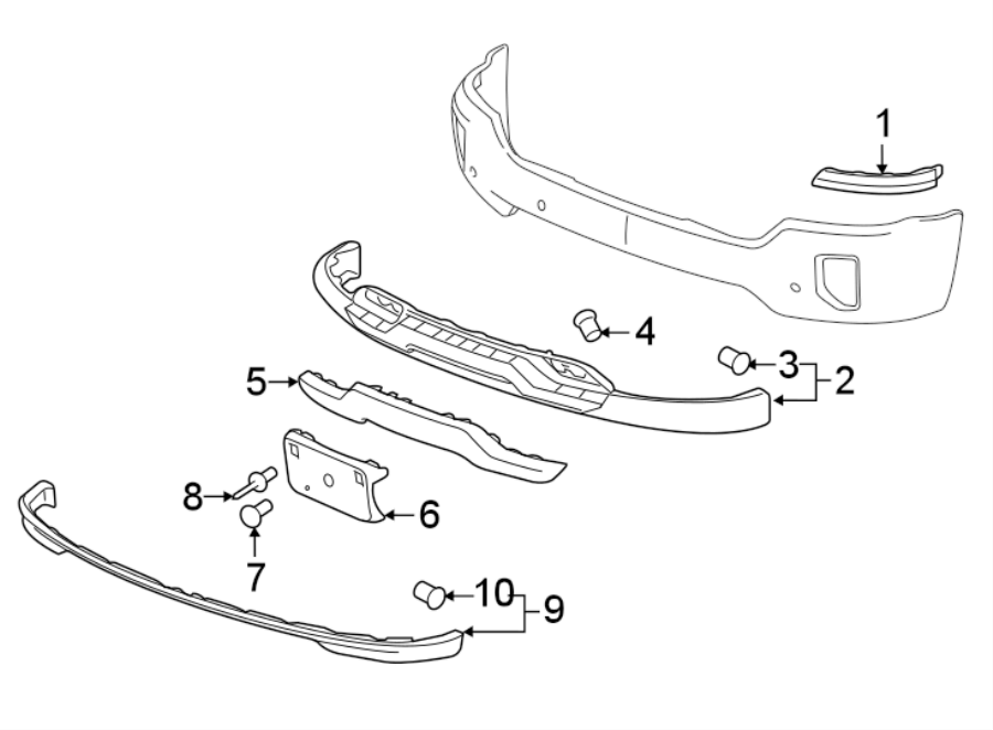 Diagram FRONT BUMPER. BUMPER & COMPONENTS. for your 2006 GMC Sierra 3500  SLE Crew Cab Pickup 