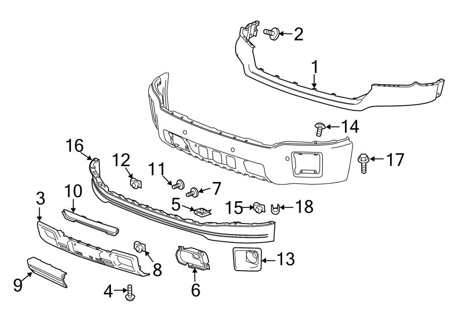 9Front bumper. Bumper & components.https://images.simplepart.com/images/parts/motor/fullsize/GH14011.png