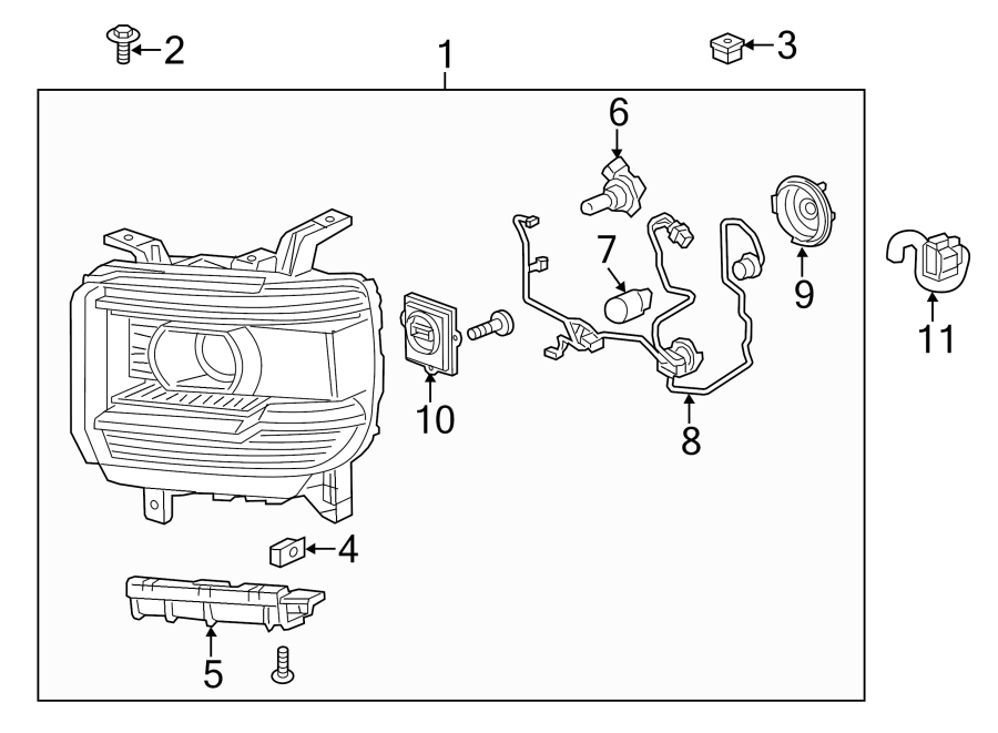 Diagram FRONT LAMPS. HEADLAMP COMPONENTS. for your 2020 Chevrolet Spark  ACTIV Hatchback 