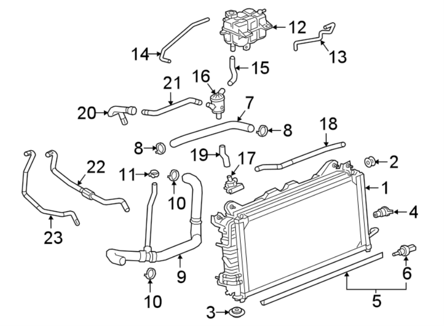 Diagram RADIATOR & COMPONENTS. for your Pontiac